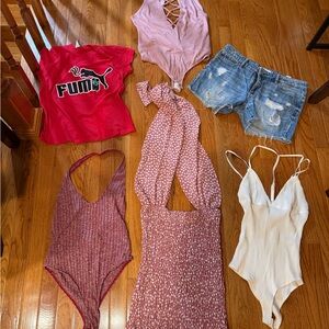 Sexy Bodysuit Bundle | 3 Bodysuits + 1 Dress + 1 shorts + 1 t-shirt | XS–M